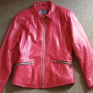 GUESS SOFT LEATHER JACKET WITH SATIN LINING MEDIUM RED
